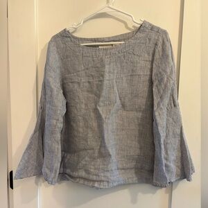 Cynthia Rowley 100% Linen Striped Blue Women's Top size medium